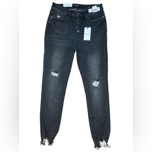 Judy Blue 5 Button Distressed Skinny Black Jeans Size 7|28 Women’s New With Tags